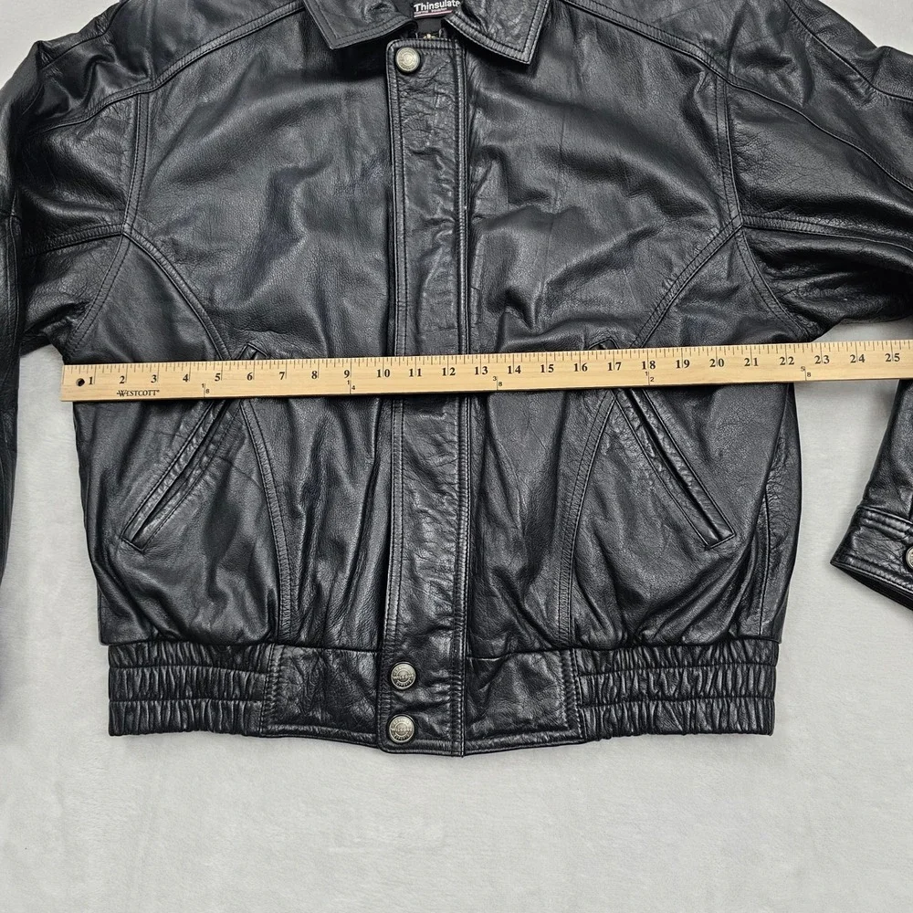 Wilsons Leather Bomber Jacket Mens Medium Black Thinsulate Padded Vintage Biker